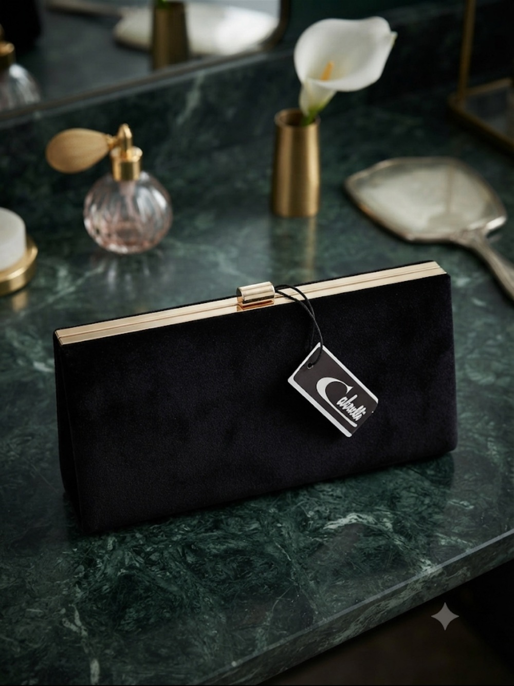 Vintage Cabrelli clutch
 Suede Evening Clutch with Gold Frame